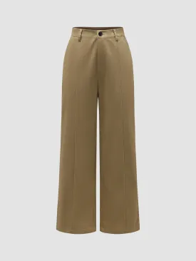 Women's High Waisted Wide Leg Twill Pants