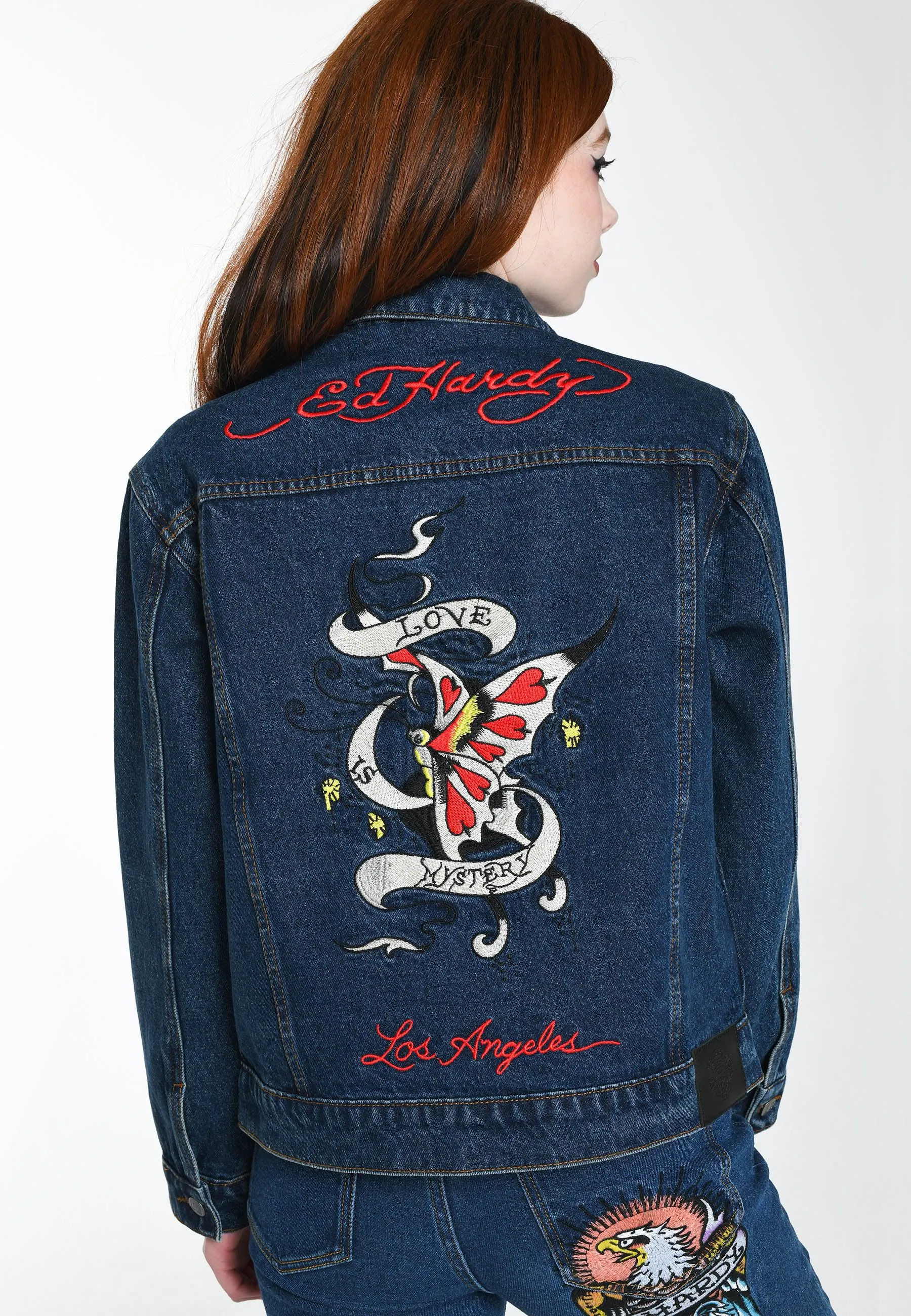 Womens Love Is Mystery Denim Jacket - Indigo